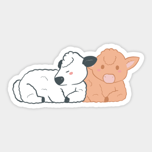 Adorable Fluffy Baby Highland Cows Drawing Sticker